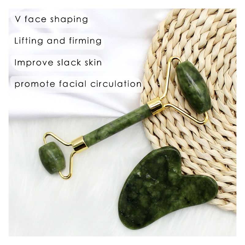Natural jade roller guasha set JSZ 270188G..