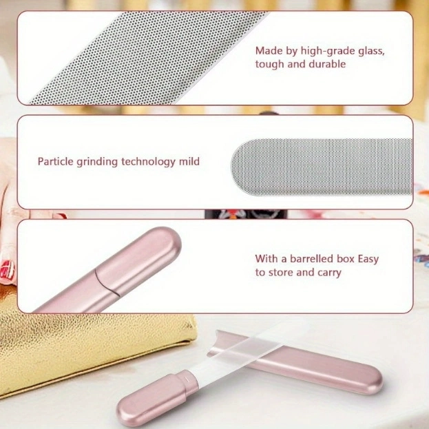 07 Nano Glass Nail File w Plastic Box 240400 Grit, Washable, Salon Shine in 10 s GFC 203