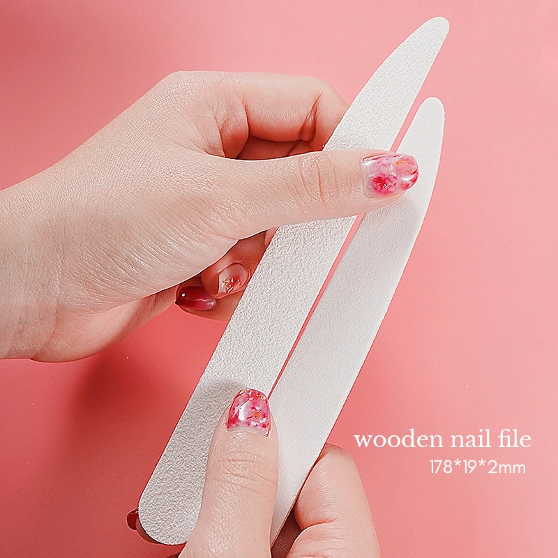 2025 Natural Wood Nail File – 100/180 Grit Double-Side Manicure Tool WF-235