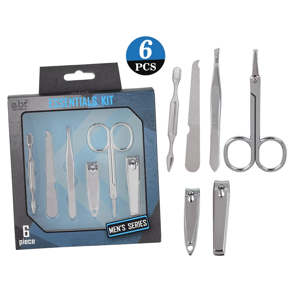 01 Stainless Steel Silver 5pc Manicure Set w Nail Clipper & Double Sided Glass File MSZ 63586