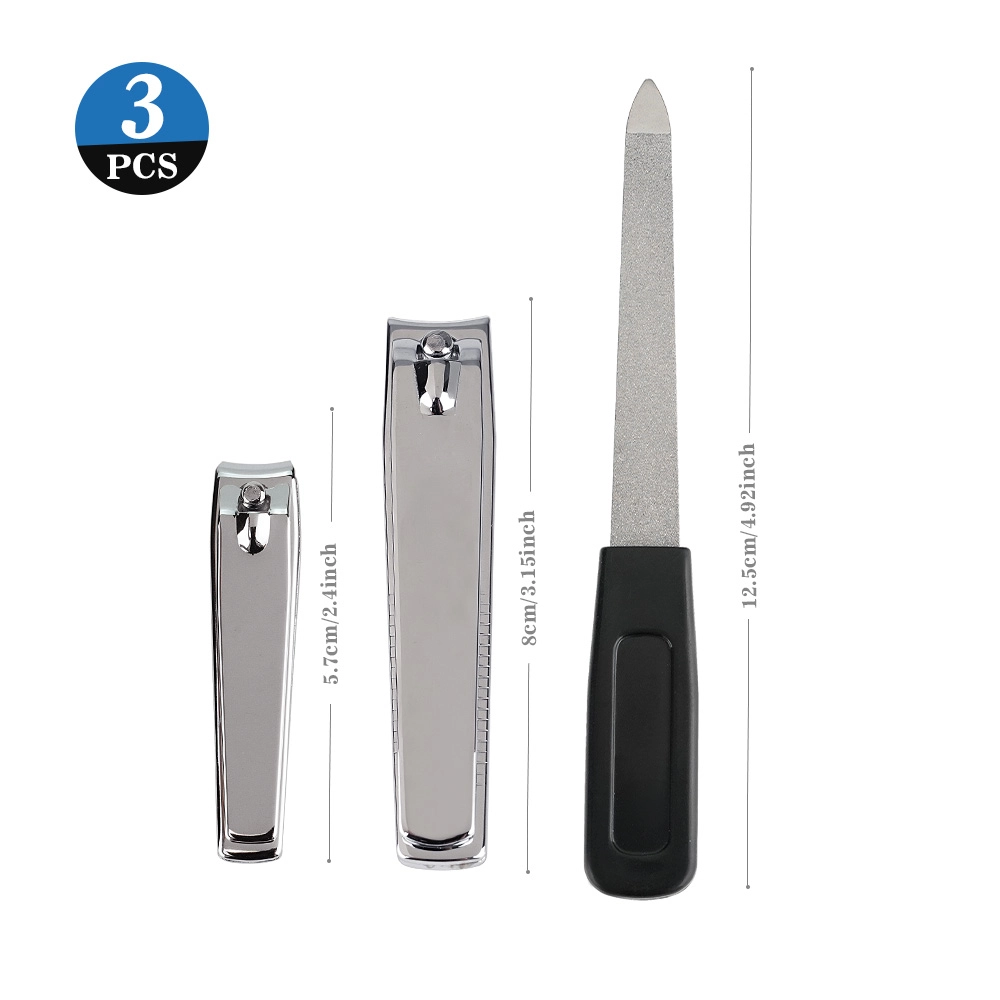 02 Stainless Steel Silver Manicure Set, 3 Tools – 2 Nail Clippers & 1 Sapphire File MSZ 38286