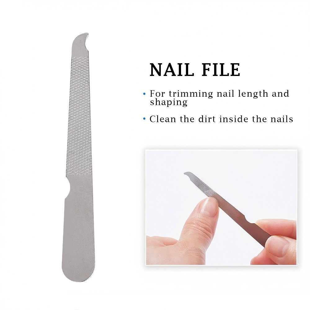 04 Stainless Steel Silver 5pc Manicure Set w Nail Clipper & Double Sided Glass File MSZ 63586