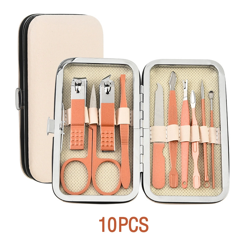 Luxury Stainless Steel Manicure Set – Rose-Gold 10pc, Magnetic PU Gift Box MS 10356