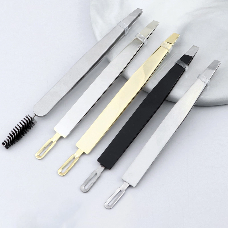 Professional Precision Hair Removal Tool Slant Tip Stainless Steel Eyebrow Tweezers TW-913