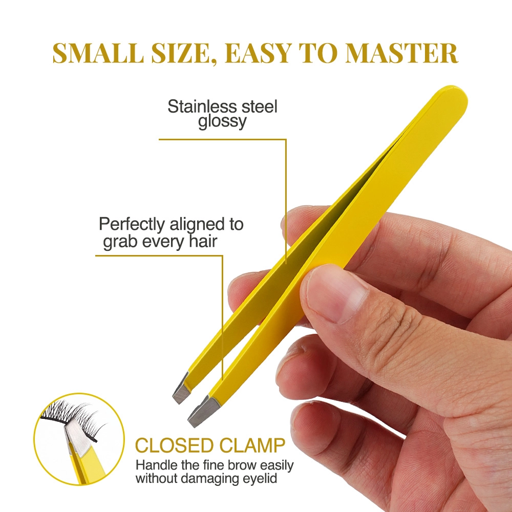 Precision Stainless Steel Eyebrow Tweezers - Slant Tip DTW-2096