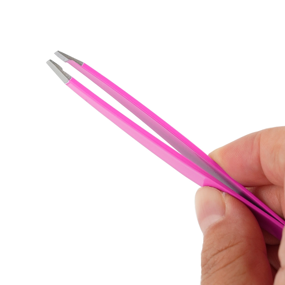 Precision Stainless Steel Eyebrow Tweezers - Slant Tip DTW-2096