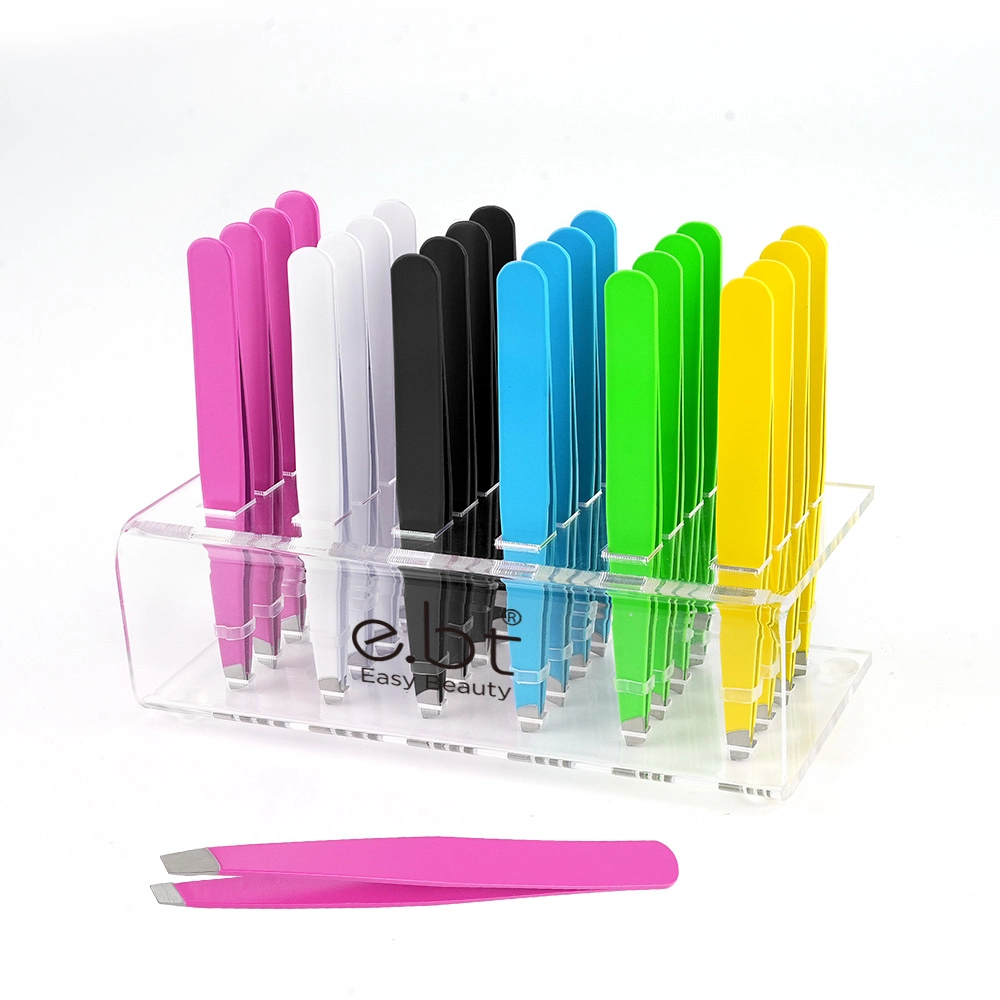 Precision Stainless Steel Eyebrow Tweezers - Slant Tip DTW-2096