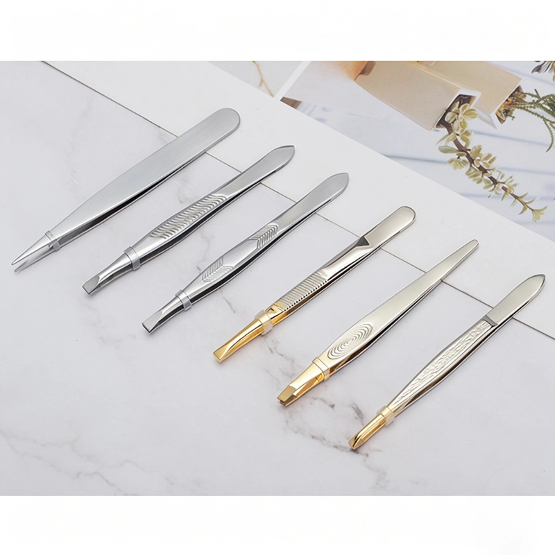 04 01 Gold Edge Stainless Steel Slant Tweezer Professional Precision Eyebrow Tweezer Easy Grip Gold Plated Tip Facial Hair Removal Beauty Tool Gift TW 03BG TW 08BG TW 21AGB