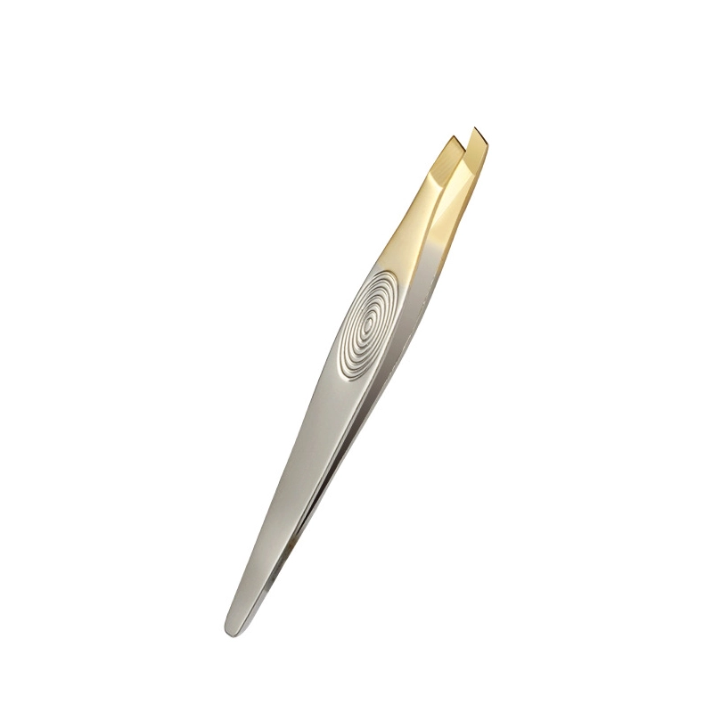 07 Gold Edge Stainless Steel Slant Tweezer Professional Precision Eyebrow Tweezer Easy Grip Gold Plated Tip Facial Hair Removal Beauty Tool Gift TW 03BG TW 08BG TW 21AGB