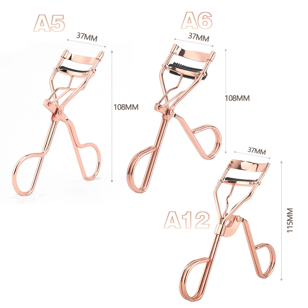 07 asy Use Stainless Steel Eyelash Curler Professional Lash Curler with Silicone Refill Pads Ergonomic No Pinch Design Long Lasting Curl Makeup Tool Gift EC 27