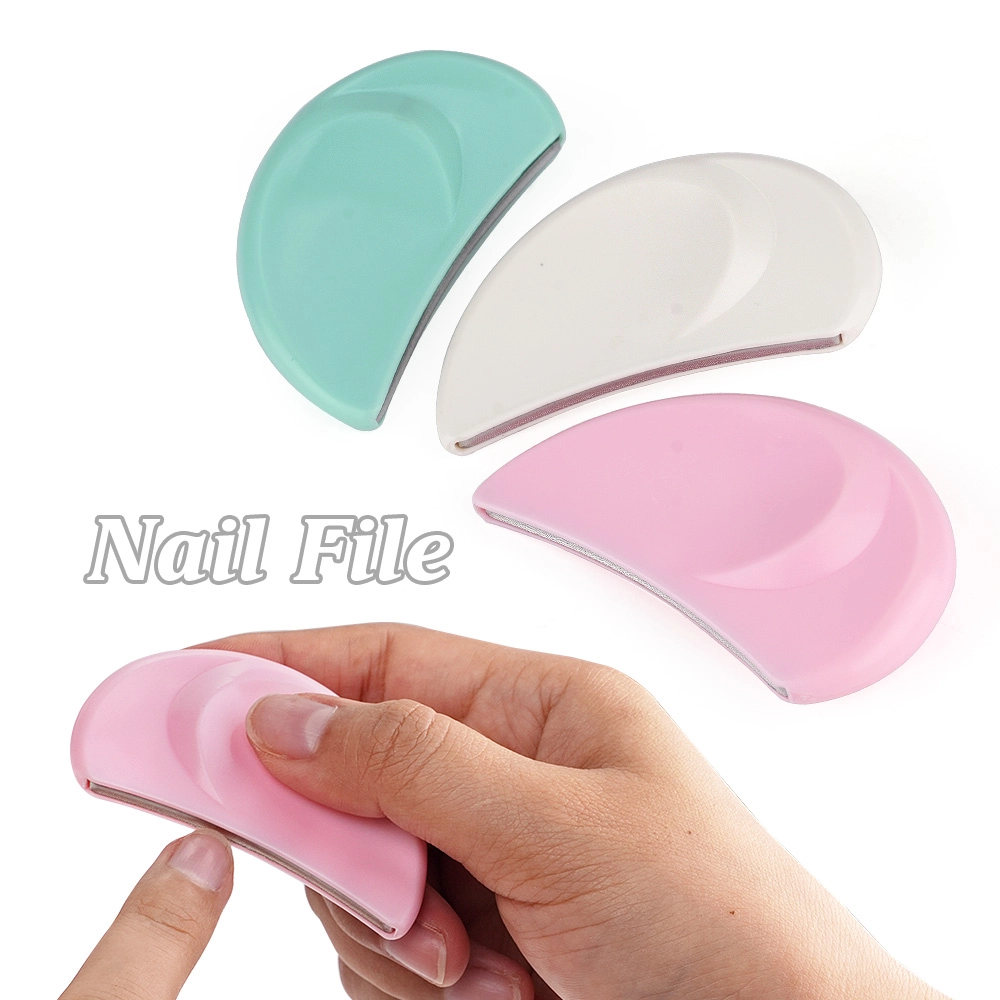Half Moon Plastic Nail File Buffer 180 240 Grit Curved Manicure Tool for Natural Acrylic Nails Eco Friendly OEM Wholesale LNF-03