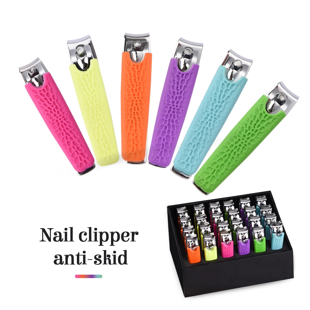 01 Carbon Steel Nail Clippers with Non Slip Silicone Grip & Display Stand – Heavy Duty Fingernail & Toenail Cutter for Thick Nails DNCS 2124