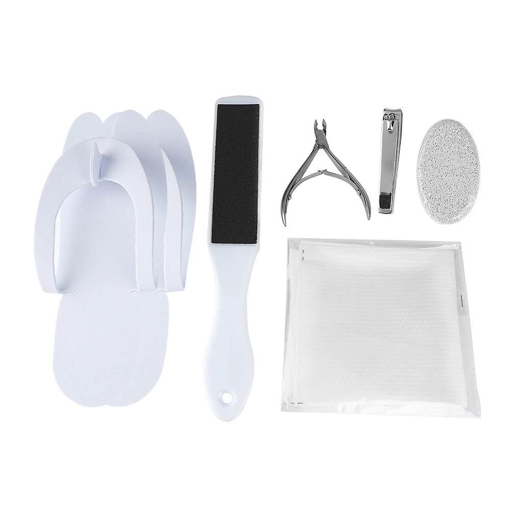 01 Disposable 9 Piece Manicure Pedicure Kit Professional Salon Nail Care Set with Wooden Sticks, Nail Clippers & EVA Toe Separators MS 10815