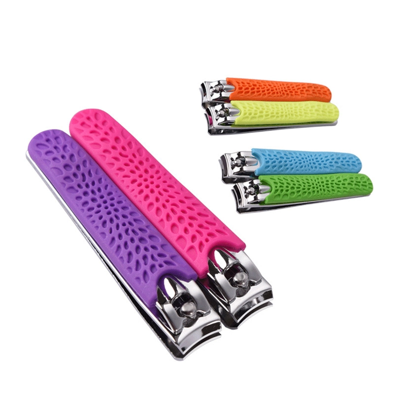 02 Carbon Steel Nail Clippers with Non Slip Silicone Grip & Display Stand – Heavy Duty Fingernail & Toenail Cutter for Thick Nails DNCS 2124