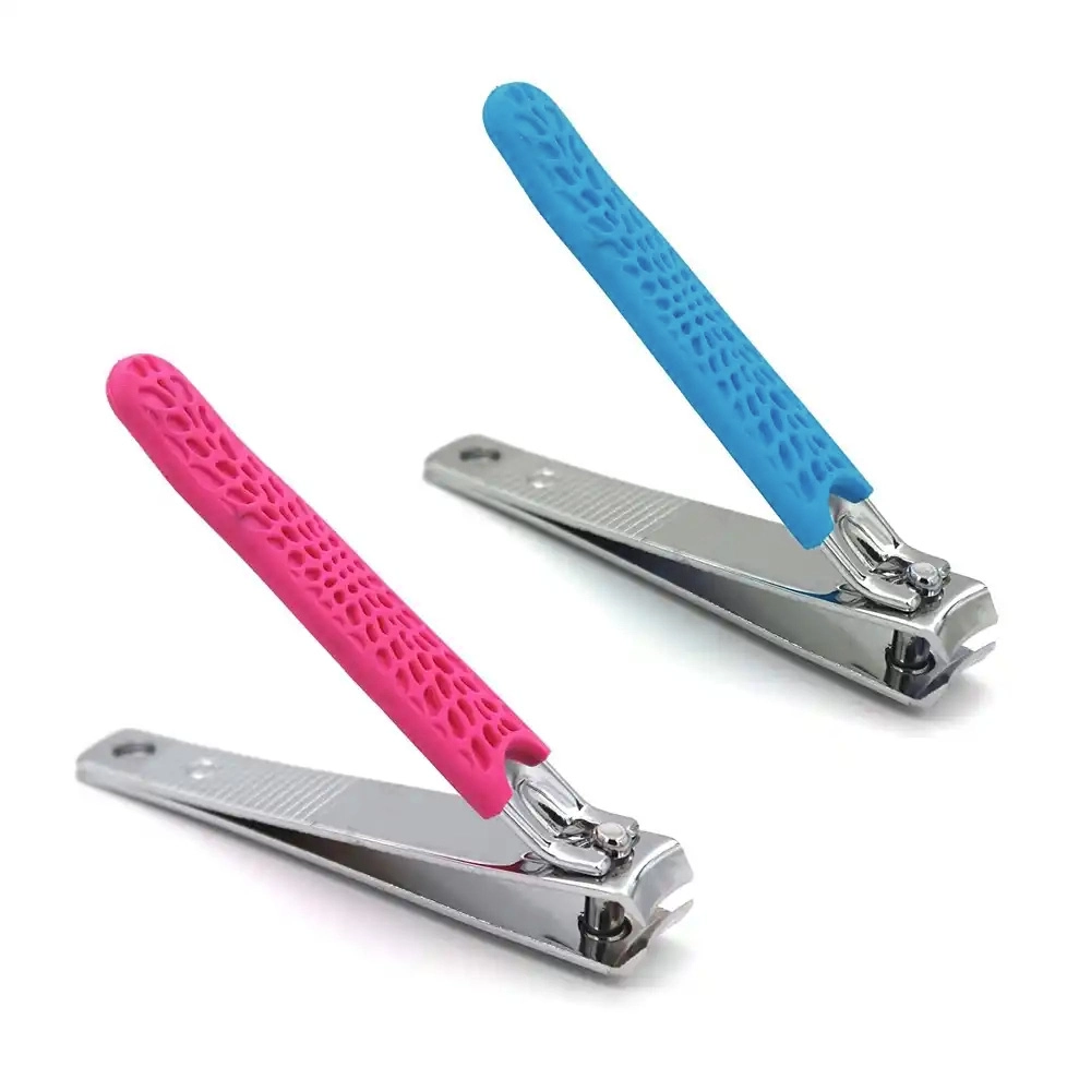 03 Carbon Steel Nail Clippers with Non Slip Silicone Grip & Display Stand – Heavy Duty Fingernail & Toenail Cutter for Thick Nails DNCS 2124