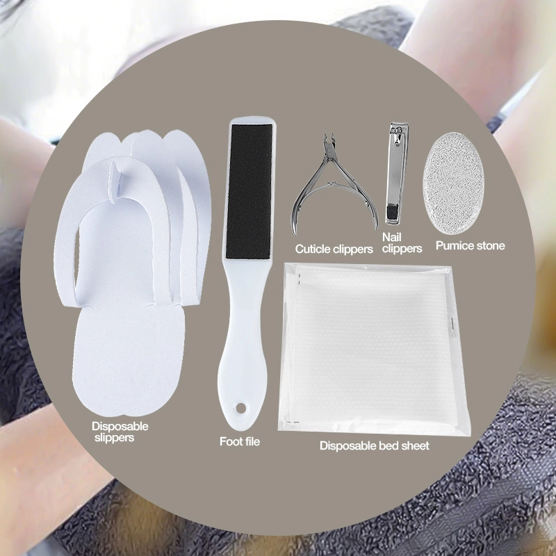 03 Disposable 9 Piece Manicure Pedicure Kit Professional Salon Nail Care Set with Wooden Sticks, Nail Clippers & EVA Toe Separators MS 10815