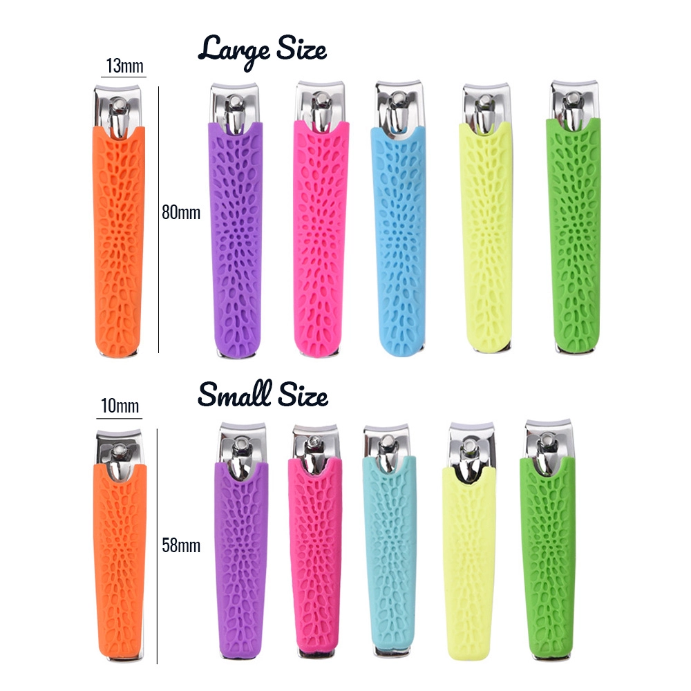 04 Carbon Steel Nail Clippers with Non Slip Silicone Grip & Display Stand – Heavy Duty Fingernail & Toenail Cutter for Thick Nails DNCS 2124