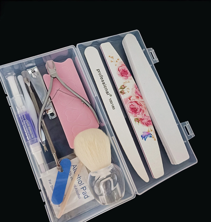 03 DIY Manicure Nail File Tool Set in Custom Logo Plastic Box Professional 180180 Grit Emery Boards, Travel Friendly & Cruelty Free MS 15856