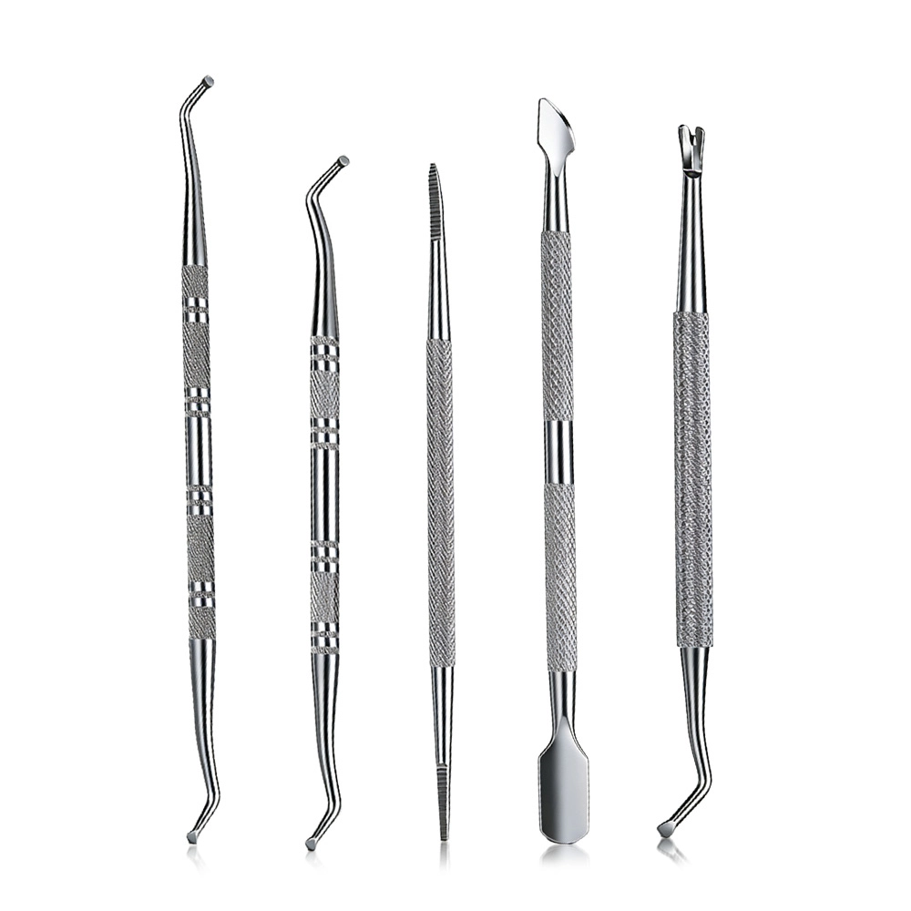 Professional Stainless Steel Cuticle Pusher with Spoon Nail Cleaner GPS-5625