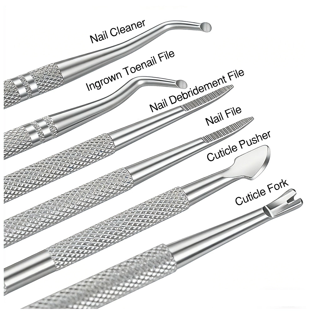 Professional Stainless Steel Cuticle Pusher with Spoon Nail Cleaner GPS-5625