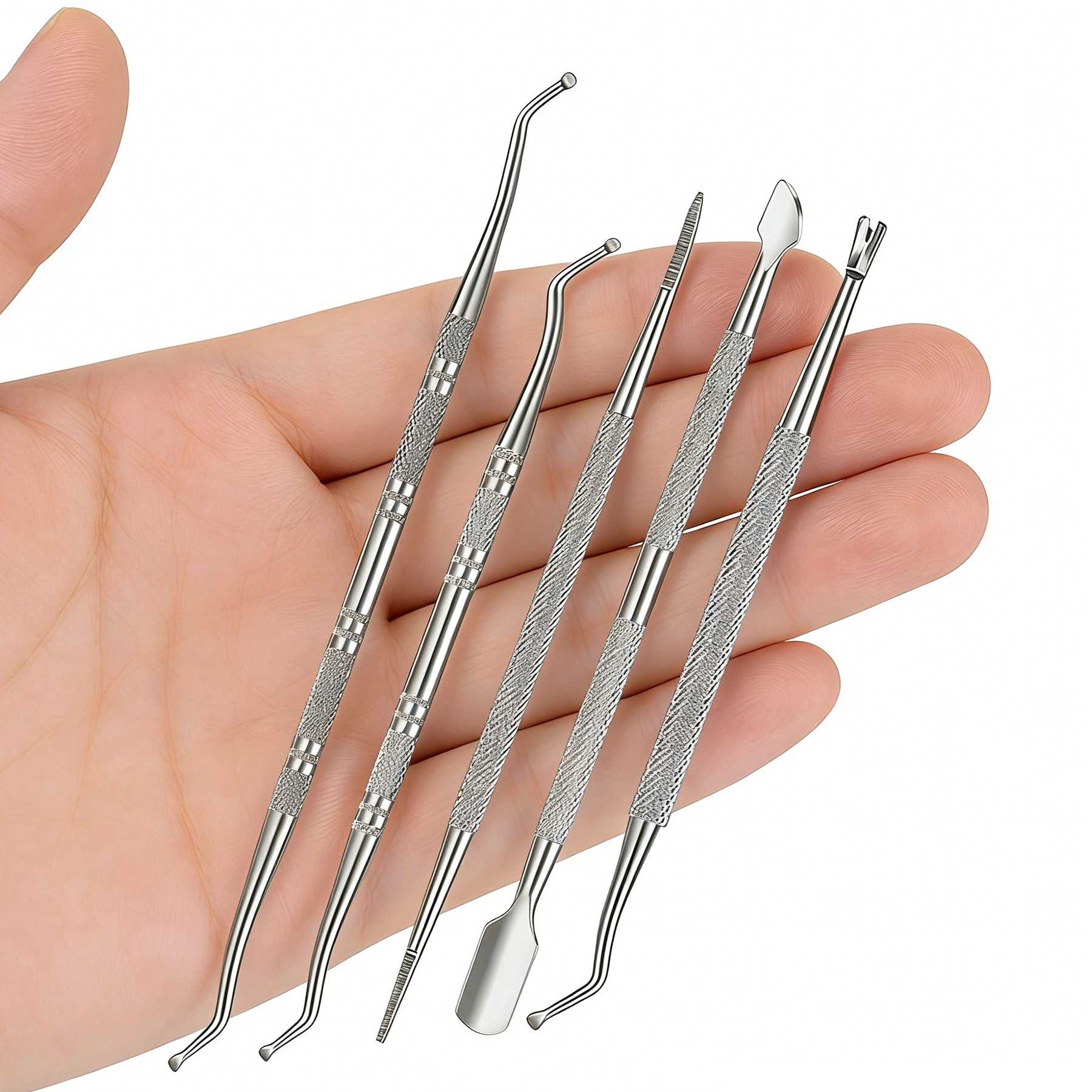 Professional Stainless Steel Cuticle Pusher with Spoon Nail Cleaner GPS-5625